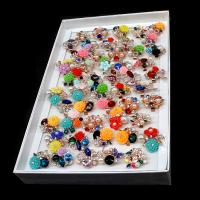 Finger Ring smykker, Zinc Alloy, med perle & Resin, for kvinde & med rhinestone, blandede farver, 20x20x3mm, 50pc'er/Box, Solgt af Box