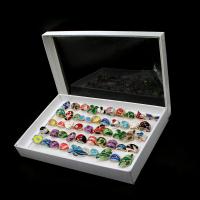 Zinc Alloy fingerring, med emalje, for kvinde & med rhinestone, blandede farver, 200x200x30mm, 50pc'er/Box, Solgt af Box