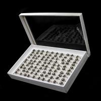 Zinc Alloy fingerring, for kvinde & med rhinestone, sølv, 200x200x30mm, 100pc'er/Box, Solgt af Box