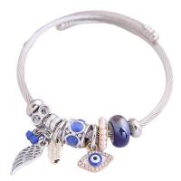 European Bracelet Tiger Tail Wire with Zinc Alloy Adjustable & for woman & with rhinestone 55mm Sold By PC