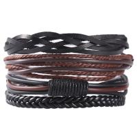 PU Leather Bracelet 4 pieces & for man mixed colors 15mm Sold By PC