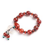 Red Agate Bracelets, Unisex, reddish orange, 14mm, Length:Approx 7.48 Inch, Sold By PC