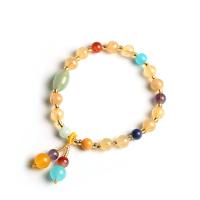 Gemstone Bracelets, Rutilated Quartz, with Lapis Lazuli & ​Amazonite​ & Tibetan Style bead & Red Agate, for woman, mixed colors, 7mm,6mm, Length:Approx 7.48 Inch, Sold By PC