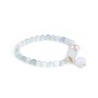 Gemstone Bracelets, Jadeite, with Freshwater Pearl & Brass, for woman, green, 6mm,9.5*10mm,8*10mm, Length:Approx 13-15 cm, Sold By PC