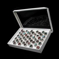 Rhinestone палец кольцо, цинковый сплав, с канифоль, Женский & со стразами, разноцветный, 200x200x30mm, 50ПК/Box, продается Box