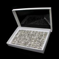 Indkøbskurv fingerring, Zinc Alloy, for kvinde & med rhinestone, sølv, 200x200x30mm, 100pc'er/Box, Solgt af Box