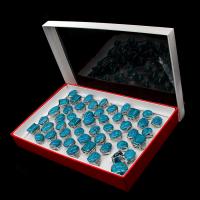 Türkis Fingerring, Zinklegierung, mit Türkis, unisex, blau, 200x200x30mm, 50PCs/Box, verkauft von Box