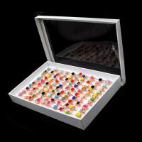Harz-Fingerring, Zinklegierung, mit Perlen & Harz, für Frau & mit Strass, gemischte Farben, 200x200x30mm, 100PCs/Box, verkauft von Box