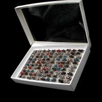 Rhinestone палец кольцо, цинковый сплав, Женский & со стразами, разноцветный, 20x20x3mm, 100ПК/Box, продается Box