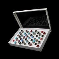 Resina anillo de dedo, aleación de zinc, con resina, para mujer, color mixto, 20x20x3mm, 50PCs/Caja, Vendido por Caja