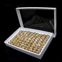 Anel de dedo do rhinestone, liga de zinco, para mulher & com strass, dourado, 200x200x30mm, 100PCs/box, vendido por box