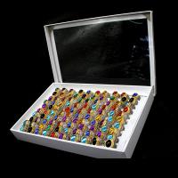 Gemstone Finger Ring, Zinc Alloy, met Hars, uniseks, gemengde kleuren, 20x20x3mm, 100pC's/box, Verkocht door box