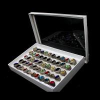 Cinkötvözet ujjgyűrű, Cink ötvözet, -val Gyanta, egynemű, kevert színek, 20x20x3mm, 50PC-k/Box, Által értékesített Box