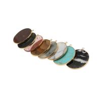 Gemstone Pendants Jewelry, Brass, with Gemstone, Round, more colors for choice, 45x40x3mm, Sold By PC