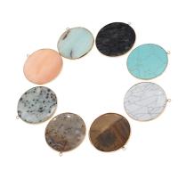 Gemstone Pendants Jewelry, Brass, with Gemstone, Round, more colors for choice, 55x50x3mm, Sold By PC