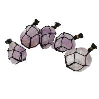 Quartz Gemstone Pendants Brass with Polyester Cord & Amethyst purple Sold By PC