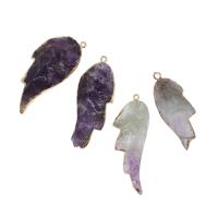 Pendentifs quartz naturel, laiton, avec améthyste, forme d'aile, violet, Vendu par PC