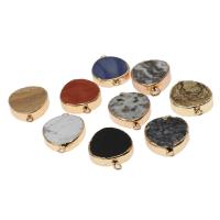 Gemstone Connector, Brass, with Gemstone, Teardrop, more colors for choice, 33x20x5mm, Sold By PC