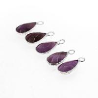 Quartz Gemstone Pendants Brass with Amethyst Teardrop purple Sold By PC