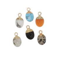 Gemstone Pendants Jewelry, Brass, with Gemstone, Oval, faceted, more colors for choice, 13x8x5mm, Sold By PC