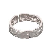 Brass Cuff Finger Ring plated Adjustable & hammered 5.10mm US Ring Sold By PC