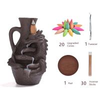 Backflow Incense Burner, Porcelain, plated, for home and office & durable, 23x14x15cm, Sold By PC