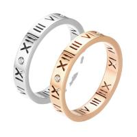 Ring Finger Titantium stali, Powlekane, biżuteria moda & dla obu płci & różnej wielkości do wyboru & z kamieniem, dostępnych więcej kolorów, 4mm, sprzedane przez PC