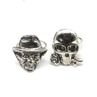 Tibetan Style Finger Ring, Skull, for man, silver color, 200x200x50mm, 100PCs/Box, Sold By Box