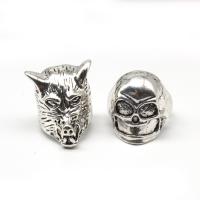 Zinek Prst prsten, Lebka, pro muže, stříbro, 200x200x30mm, 50PC/Box, Prodáno By Box