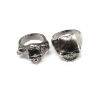 Tibetan Style Finger Ring, Skull, for man, silver color, 200x200x30mm, 50PCs/Box, Sold By Box