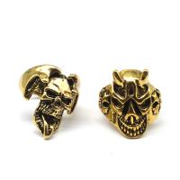 Tibetan Style Finger Ring, Skull, for man, golden, 200x200x30mm, 50PCs/Box, Sold By Box