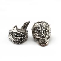 Tibetan Style Finger Ring, Skull, for man, silver color, 200x200x30mm, 50PCs/Box, Sold By Box
