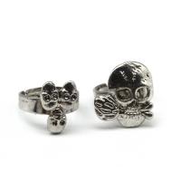 Tibetan Style Finger Ring, Skull, for man, silver color, 200x200x30mm, 100PCs/Box, Sold By Box