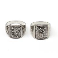 Tibetan Style Finger Ring, for man, silver color, 200x200x30mm, 100PCs/Box, Sold By Box