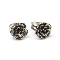 Tibetan Style Finger Ring, Flower, for woman, silver color, 200x200x30mm, 100PCs/Box, Sold By Box