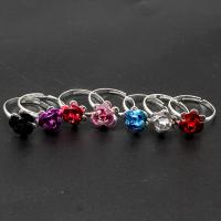 Tibetan Style Finger Ring, Flower, Adjustable & Unisex, mixed colors, 20x20x3mm, 100PCs/Bag, Sold By Bag