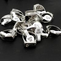 Zinc Alloy prst prsten, Zinek, unisex & s drahokamu, stříbro, 20x20x3mm, 100PC/Bag, Prodáno By Bag