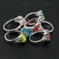 Cats Eye Finger Ring, Tibetan Style, with Cats Eye, Unisex, mixed colors, 20x20x3mm, 100PCs/Bag, Sold By Bag