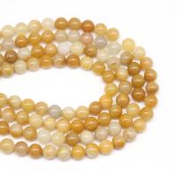 Jade helmiä, Jade Keltainen, Pyöreä, tee-se-itse & erikokoisia valinnalle, keltainen, Myyty Per 38 cm Strand