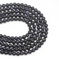 Natural Blue Goldstone Beads, Blue Sandstone, Round, DIY & different size for choice, blue, Sold Per 38 cm Strand