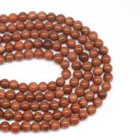 Goldstein Perlen, Goldsand, rund, DIY & verschiedene Größen vorhanden, orange, verkauft per 38 cm Strang