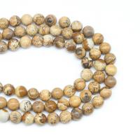 Perles en jaspe image, jaspe de photo, Rond, DIY & normes différentes pour le choix, terre de sienne, Vendu par 38 cm brin