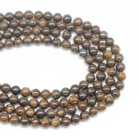 Bronzit Stein Perlen, rund, DIY & verschiedene Größen vorhanden, Kaffeefarbe, verkauft per 38 cm Strang