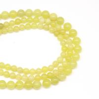 Perles en jade, jade de citron, Rond, DIY & normes différentes pour le choix, Jaune, Vendu par 38 cm brin