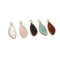 Gemstone Pendants Jewelry, Brass, with Gemstone, faceted, more colors for choice, 26x11x6mm, Sold By PC