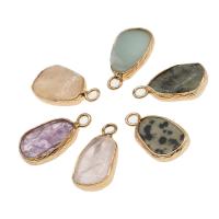 Gemstone Pendants Jewelry, Brass, with Gemstone, faceted, more colors for choice, 20x11x4mm, Sold By PC