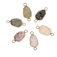 Gemstone Connector, Brass, with Gemstone, faceted, more colors for choice, 24x11x4mm, Sold By PC