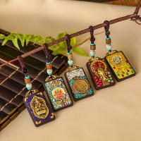 Hanging Ornaments Black Sandalwood with Brass & Zinc Alloy Rectangle folk style & Buddhist jewelry & Unisex Sold By PC
