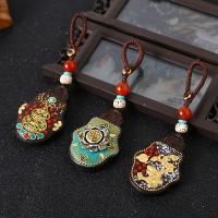 Hanging Ornaments, Black Sandalwood, with Agate & Brass, folk style & Buddhist jewelry & Unisex, 110x38mm, Sold By PC