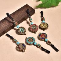 Hanging Ornaments Brass Flat Round plated folk style & Buddhist jewelry nickel lead & cadmium free 90mm 30m Sold By PC